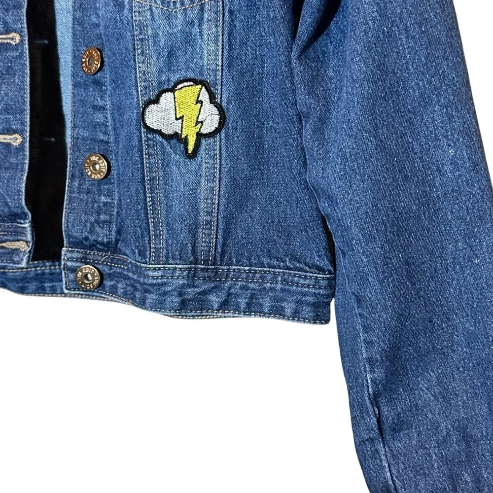 The Edit by Seventeen Button-Up Patch Denim Jean Jacket Girls Size Large